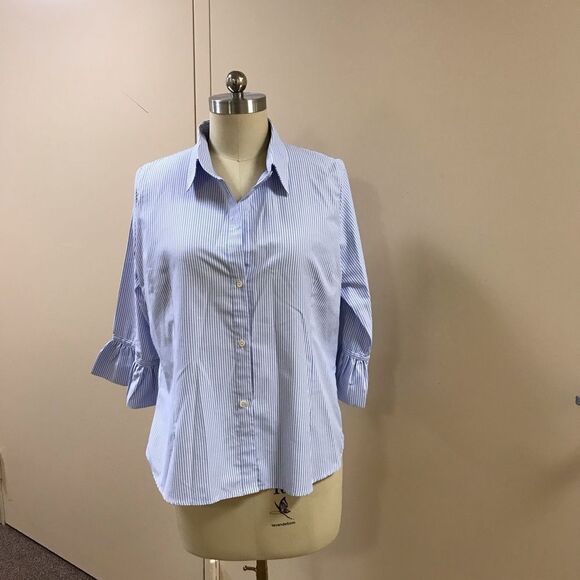 Gretchen Scott Designs Light Blue Striped Button Down Shirt - Picture 1 of 5